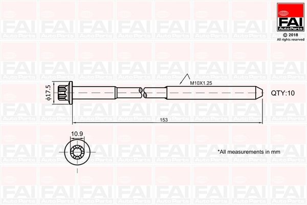 FAI AUTOPARTS Комплект болтов головки цилидра B701